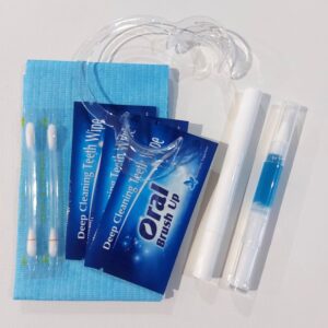 Advanced Salon Whitening Refill Packs with Remineralisation Gel, 1 cheek retractors, 2 dental bibs, 3 oral wipes, and 2 vitamin e wands